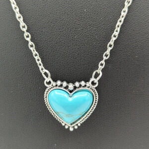 Faux Turquoise Heart Shaped Necklace